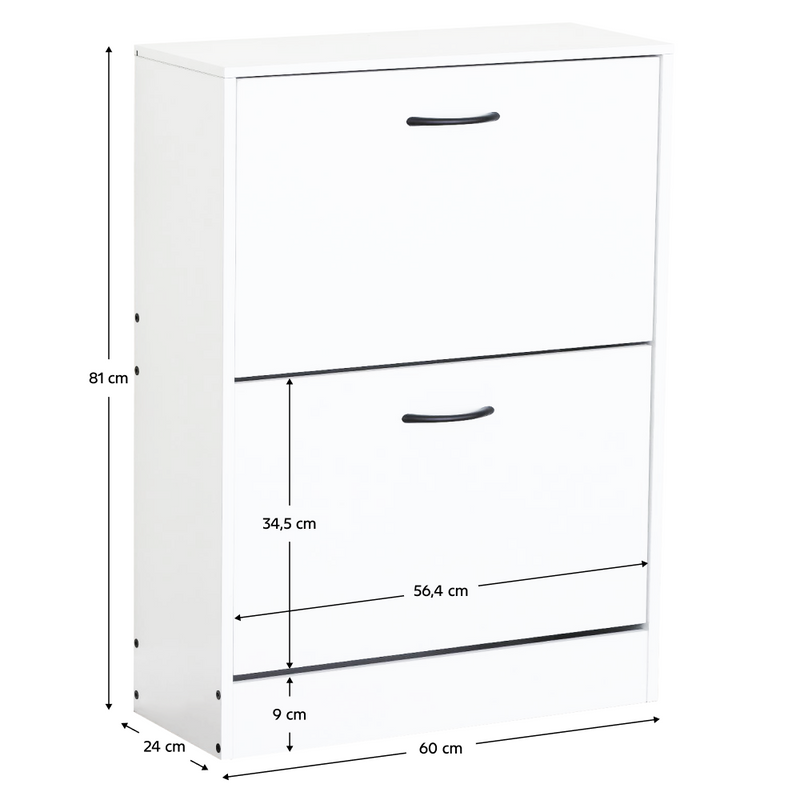 Cipőtároló, 2 soros, fehér, BOTNIX