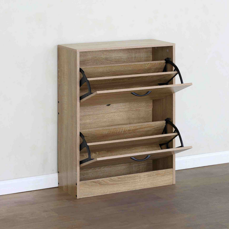 Cipőtároló, 2 soros, tölgy, BOTNIX