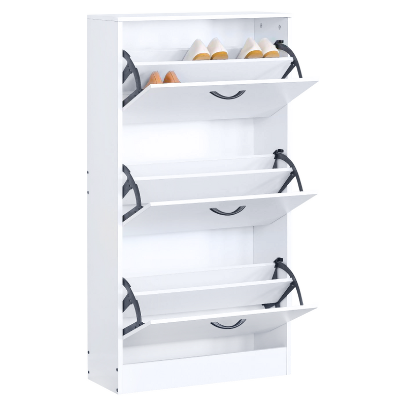 Cipőtároló, 3 soros, fehér, BOTORIA