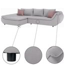 Ülőgarnitúra, világosszürke/púderrózsaszín, szövet, balos, BRATO