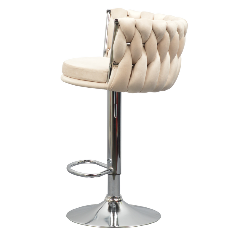 Design bárszék, bézs Velvet szövet/króm, BRIN