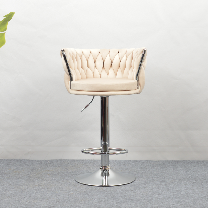 Design bárszék, bézs Velvet szövet/króm, BRIN