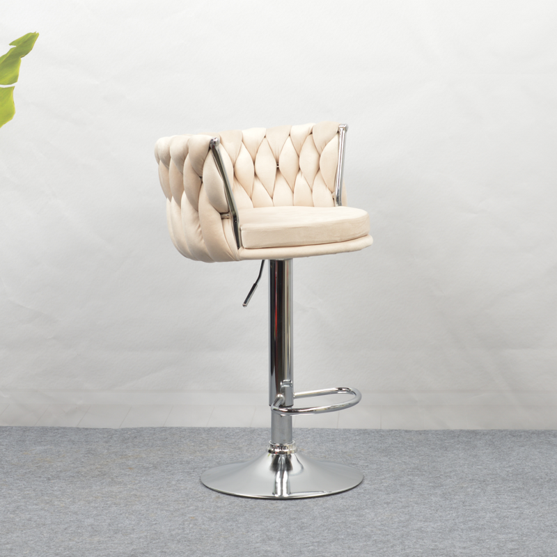 Design bárszék, bézs Velvet szövet/króm, BRIN