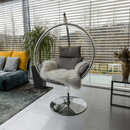 Függő fotel állvánnyal, átlátszó/ezüst/szürke, BUBBLE NEW TYP 3