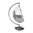 Függő fotel állvánnyal, átlátszó/ezüst/szürke, BUBBLE NEW TYP 3