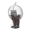 Függő fotel állvánnyal, átlátszó/ezüst/szürke, BUBBLE NEW TYP 3