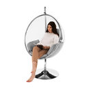 Függő fotel állvánnyal, átlátszó/ezüst/szürke, BUBBLE NEW TYP 3