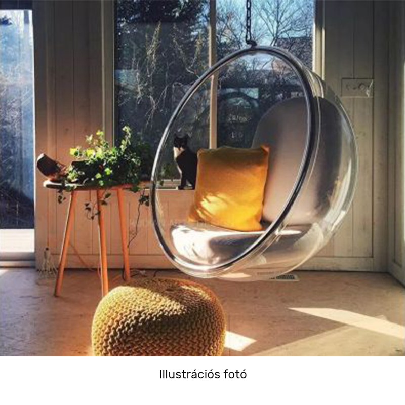 Függő fotel, átlátszó/arany/szürke, BUBBLE NEW TYP 1