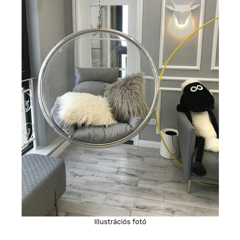 Függő fotel, átlátszó/arany/szürke, BUBBLE NEW TYP 1