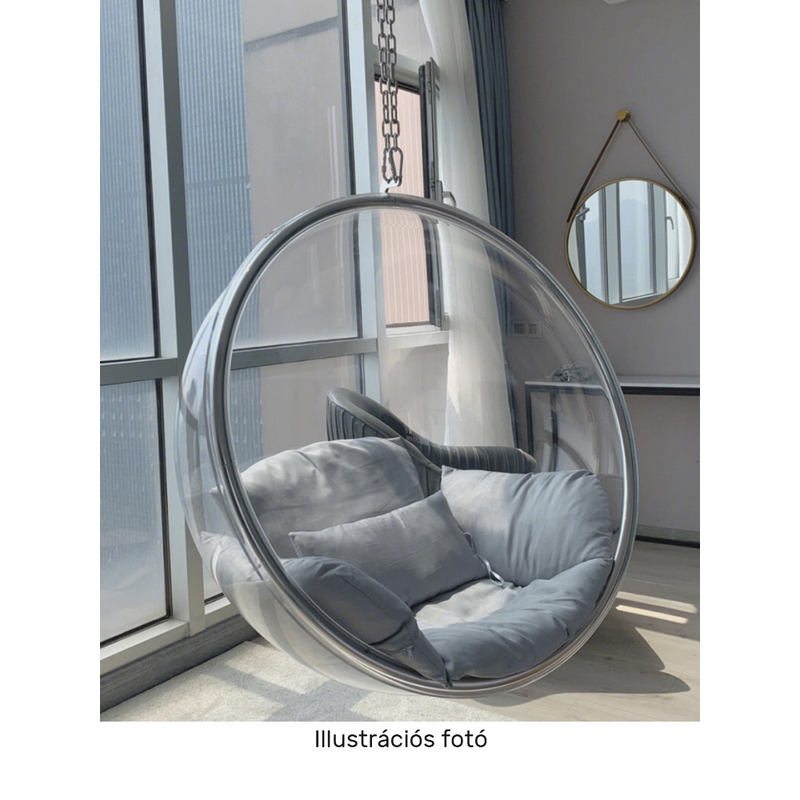 Függő fotel, átlátszó/arany/szürke, BUBBLE NEW TYP 1
