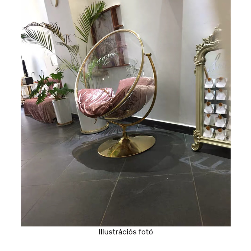 Függő fotel állvánnyal, átlátszó/ezüst/szürke, BUBBLE NEW TYP 2