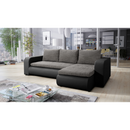 Kinyitható ülőgarnitúra, fekete/szürke, jobbos, BURAN ROH