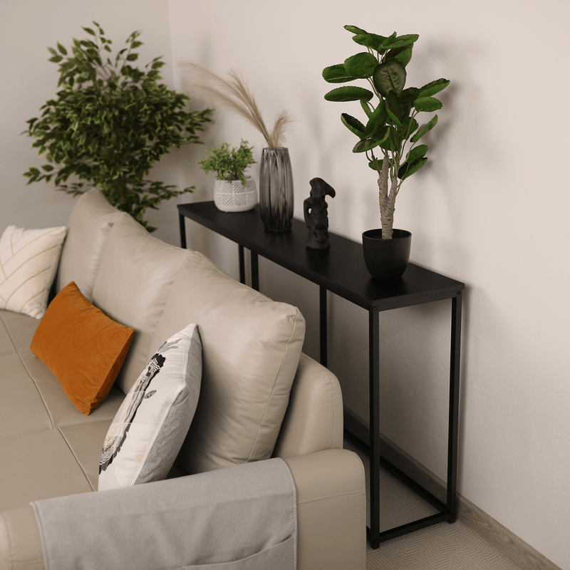 Konzolasztal ipari stílusban, sötétszürke grafit/fekete, BUSTA