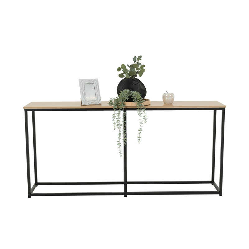 Konzolasztal ipari stílusban, tölgy/fekete, BUSTA