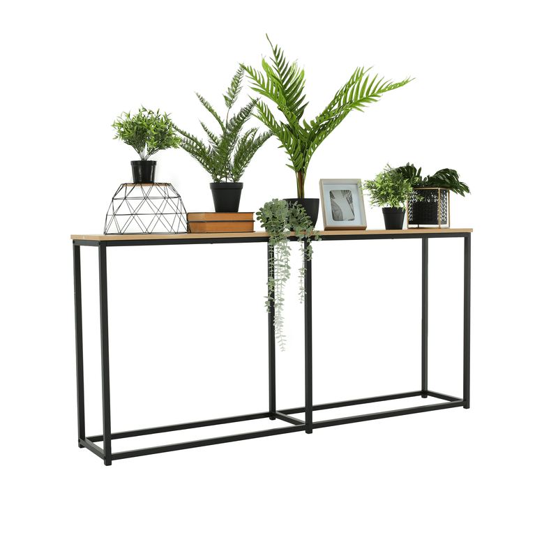 Konzolasztal ipari stílusban, tölgy/fekete, BUSTA