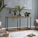 Konzolasztal ipari stílusban, tölgy/fekete, BUSTA