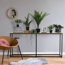 Konzolasztal ipari stílusban, tölgy/fekete, BUSTA