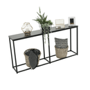 Konzolasztal ipari stílusban, sötétszürke grafit/fekete, BUSTA