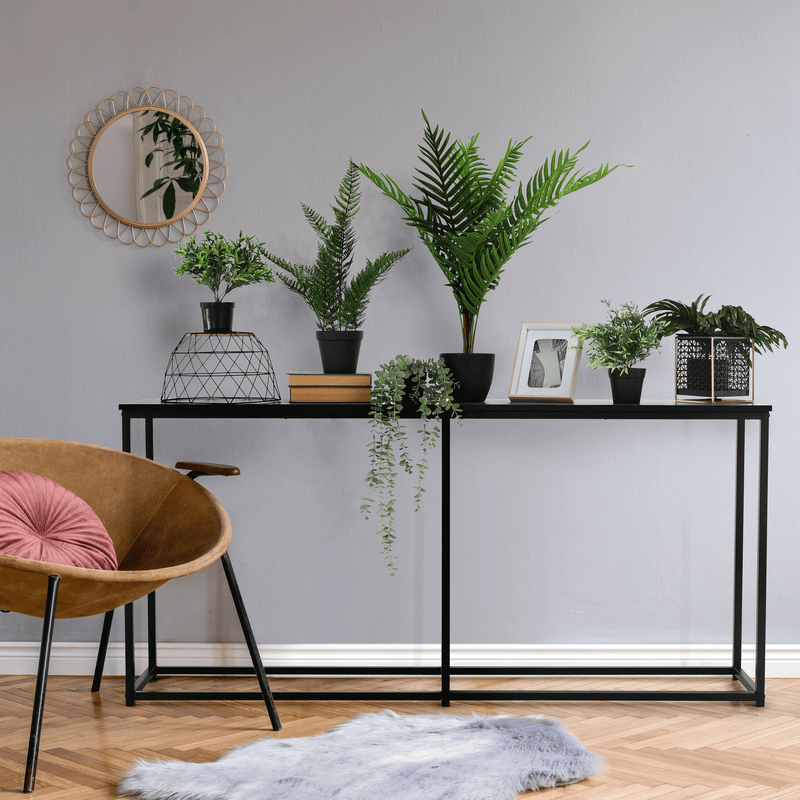 Konzolasztal ipari stílusban, sötétszürke grafit/fekete, BUSTA