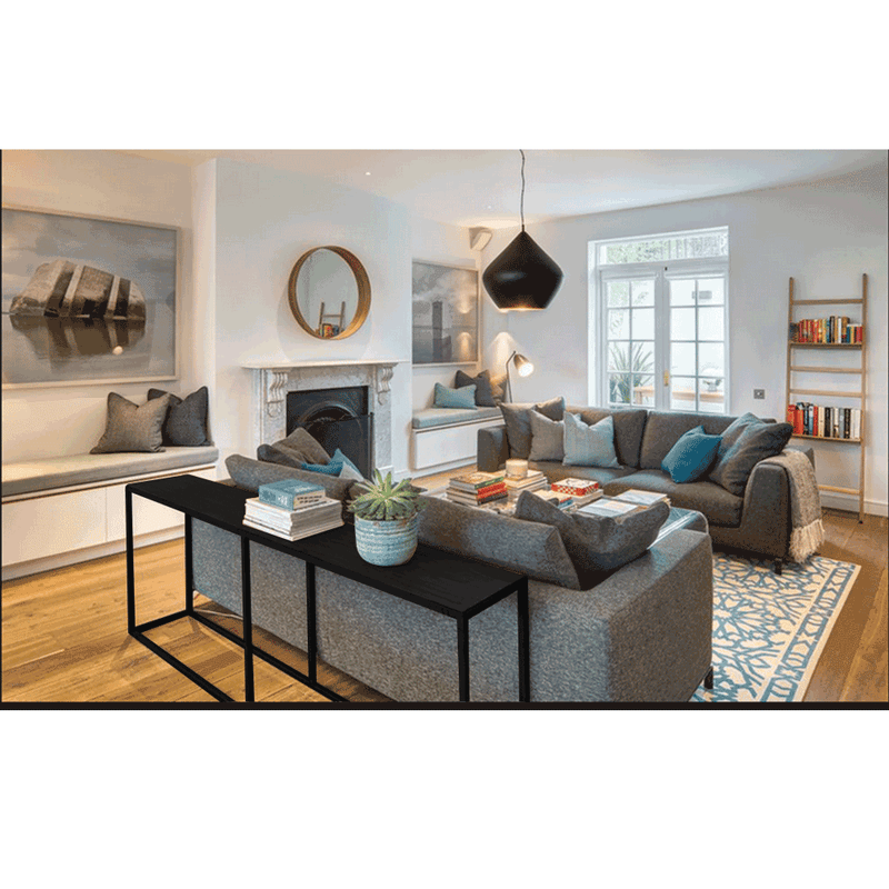 Konzolasztal ipari stílusban, sötétszürke grafit/fekete, BUSTA