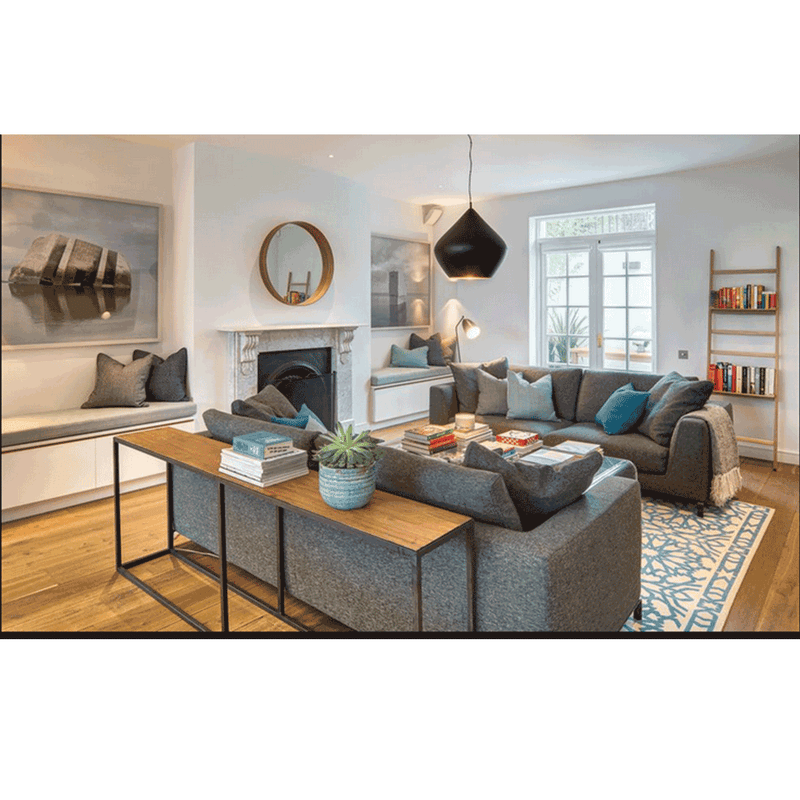 Konzolasztal ipari stílusban, tölgy/fekete, BUSTA