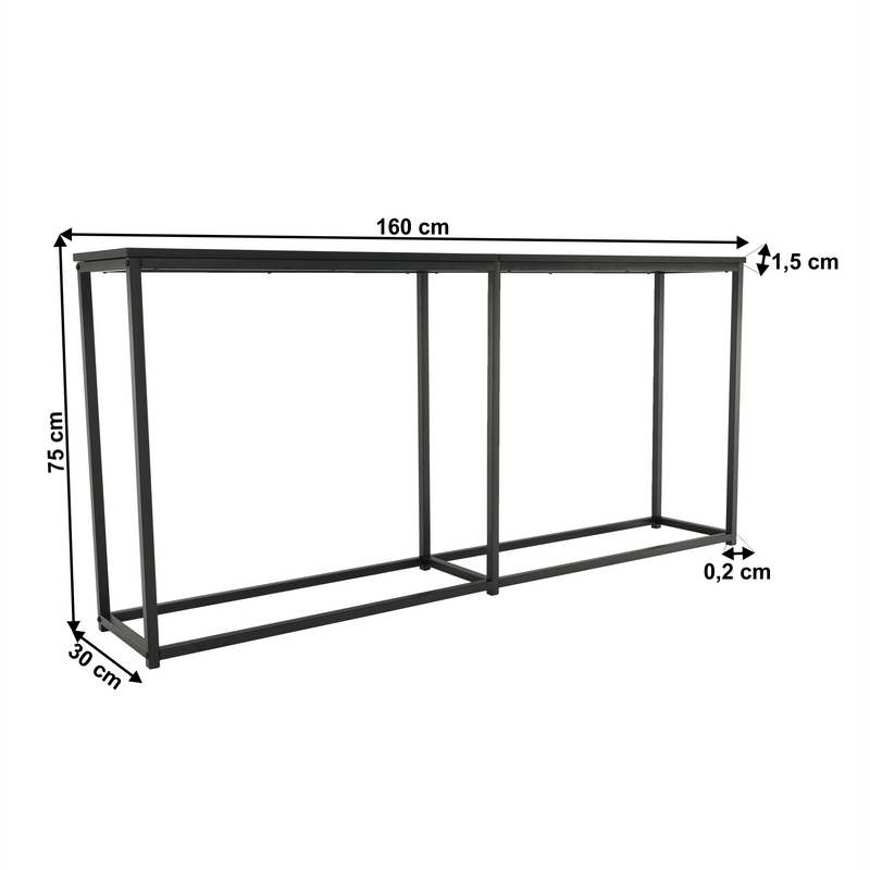 Konzolasztal ipari stílusban, sötétszürke grafit/fekete, BUSTA