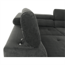 Ülőgarnitúra tárolóhellyel, szürke, szövet, balos, BUTON R