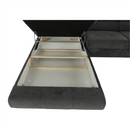 Ülőgarnitúra tárolóhellyel, szürke, szövet, balos, BUTON R