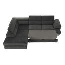 Ülőgarnitúra tárolóhellyel, szürke, szövet, balos, BUTON R