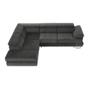 Ülőgarnitúra tárolóhellyel, szürke, szövet, balos, BUTON R