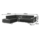 Ülőgarnitúra tárolóhellyel, szürke, szövet, balos, BUTON R