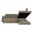 Ülőgarnitúra tárolóhellyel, világosbarna melír, szövet, jobbos, BUTON R