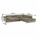 Ülőgarnitúra tárolóhellyel, világosbarna melír, szövet, jobbos, BUTON R