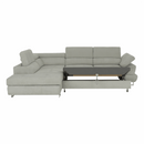 Ülőgarnitúra tárolóhellyel, világosszürke, szövet, balos, BUTON R