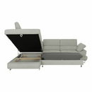 Ülőgarnitúra tárolóhellyel, világosszürke, szövet, balos, BUTON R