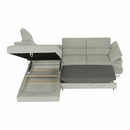 Ülőgarnitúra tárolóhellyel, világosszürke, szövet, balos, BUTON R