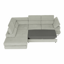 Ülőgarnitúra tárolóhellyel, világosszürke, szövet, balos, BUTON R