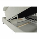 Ülőgarnitúra tárolóhellyel, világosszürke, szövet, balos, BUTON R