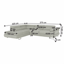 Ülőgarnitúra tárolóhellyel, világosszürke, szövet, balos, BUTON R