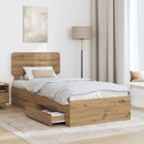 vidaXL Ágykeret fejtámlával fiókkal Artisan tölgy 90 x 200 cm Faanyag