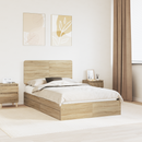 vidaXL Tárolós Ágy fejtámlával Sonoma tölgy 120 x 200 cm Faanyag