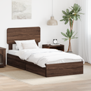 vidaXL Tárolós Ágy fejtámlával fiókkal Barna Tölgy 75 x 190 cm Faanyag