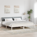 vidaXL Ágykeret Fehér és világosszürke 200 x 200 cm Tömör fenyőfa