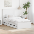 vidaXL Ágykeret fiókkal fejtámlával Fehér 75 x 190 cm Mérnöki Fa