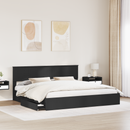 vidaXL Tárolós Ágy fejtámlával fiókkal Fekete 200 x 200 cm Faanyag