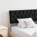 vidaXL Kárpitozott fejtámla Fekete 135 cm Tömör fenyőfa