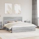vidaXL Ágykeret fejtámlával Szürke Sonoma 200 x 200 cm Tömör fenyőfa