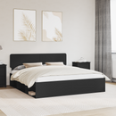 vidaXL Ágykeret fejtámlával Fekete 180 x 200 cm Tömör fenyőfa