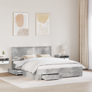 vidaXL Ágykeret fiókkal tárolóval Betonszürke 160 x 200 cm Szerelt Fa