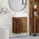 vidaXL Fürdőszoba kádasztal csapteleppel Antik Fa 45,5 x 25,5 x 84 cm